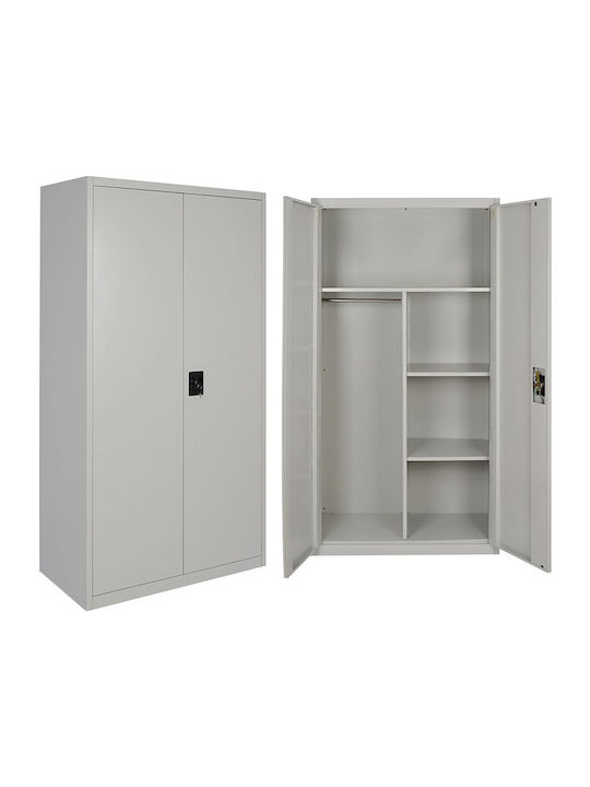 Dulap cu două uși Metal Galvanizat cu Separator & 3 Rafturi 90x54x181cm