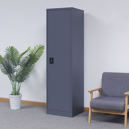 Single-Leaf Metallic Galvanized Cabinet with Locking Capability with 4 Shelves Anthracite Matte 50x45x181 cm