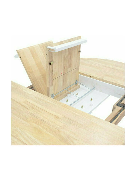 Lars Masă Sala de mese Masa extensibilă Lemnoasă Alb - Natural 100(+38)x100x75buc