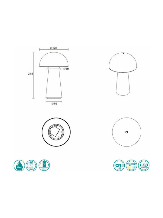 Trio Lighting Lennon Пластмасова Настолна лампа LED с Бял Абажур и Основа