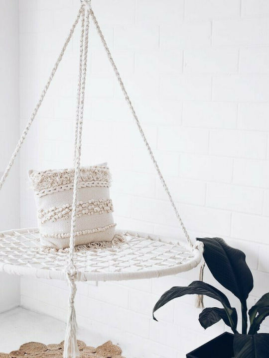 GW-908 Hängende Garten & Veranda Schaukel Sessel Stoff White L80xB80xH100cm