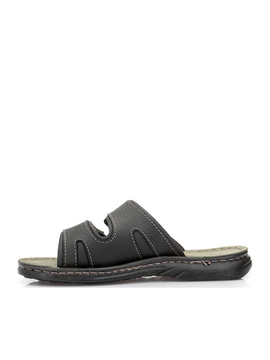 Leder Herrensandalen in Schwarz Farbe