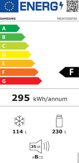 Samsung Ψυγειοκαταψύκτης 344lt NoFrost Υ185.3xΠ59.5xΒ65.8εκ. Inox RB34T600FSA - BMF