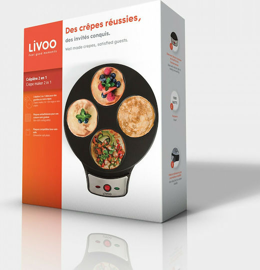 Livoo Κρεπιέρα 27.5cm Μαύρη 1000W
