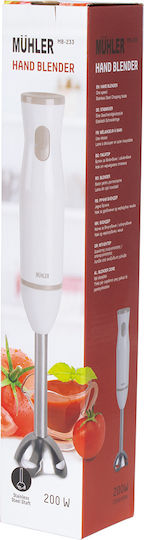 Muhler Hand Blender with Inox Rod 200W White