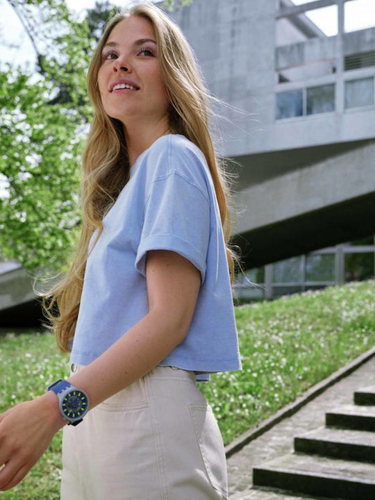 Swatch Limy Blue Ρολόι Μπαταρίας με Καουτσούκ Λουράκι