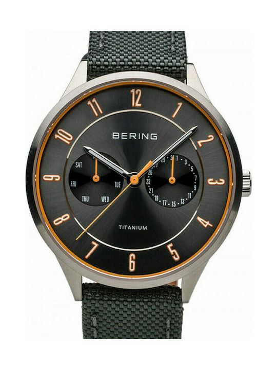 Bering Time Uhr Chronograph Batterie mit Schwarz Stoffarmband 11539-879