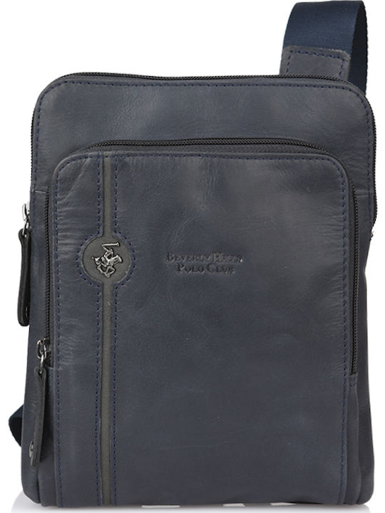 Leather Men's Bag Shoulder / Crossbody Navy Blue
