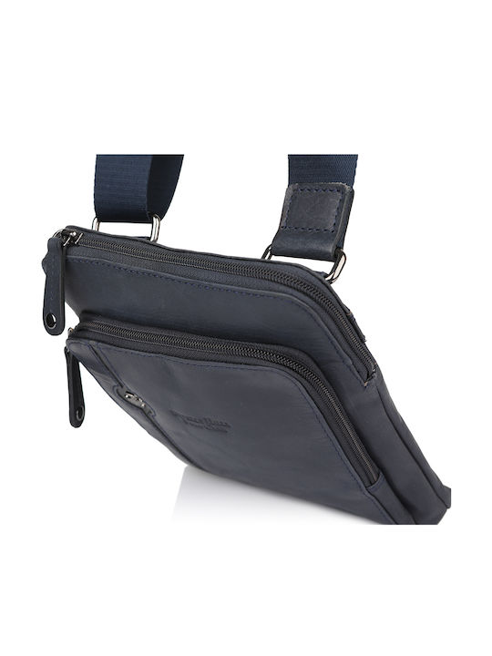 Leather Men's Bag Shoulder / Crossbody Navy Blue