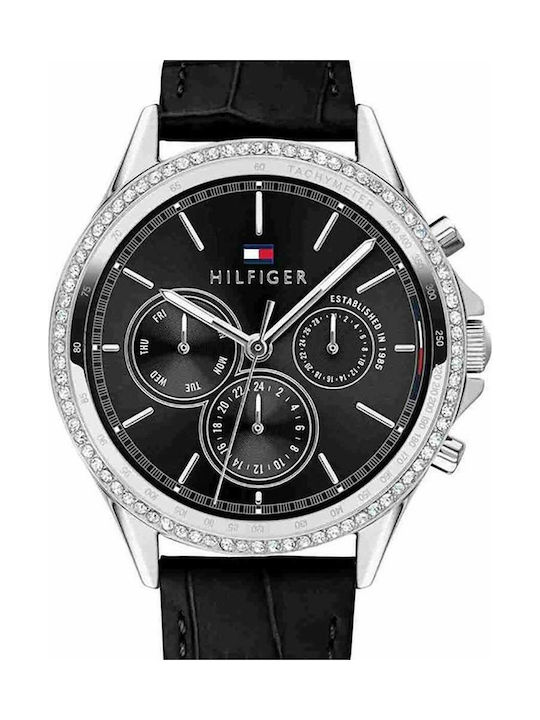 Tommy Hilfiger Ari Watch with Black Leather Strap