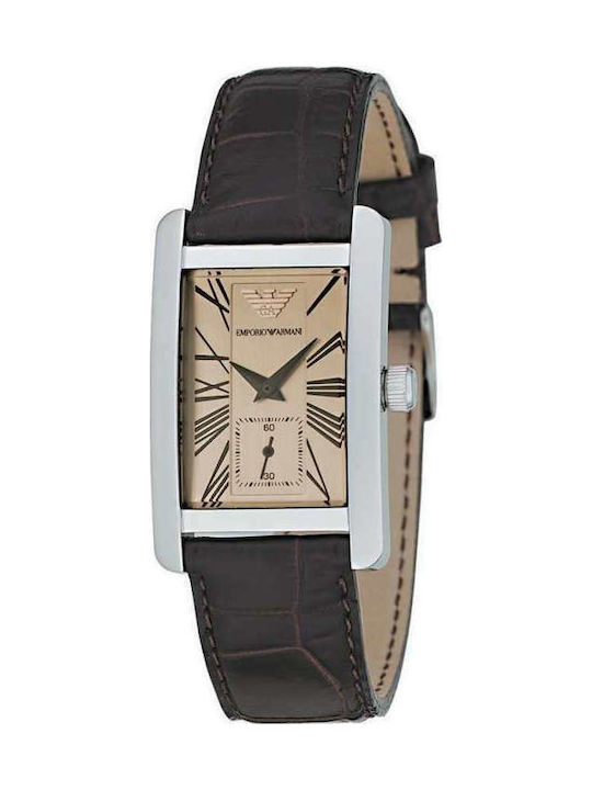 Emporio Armani Watch with Brown Leather Strap