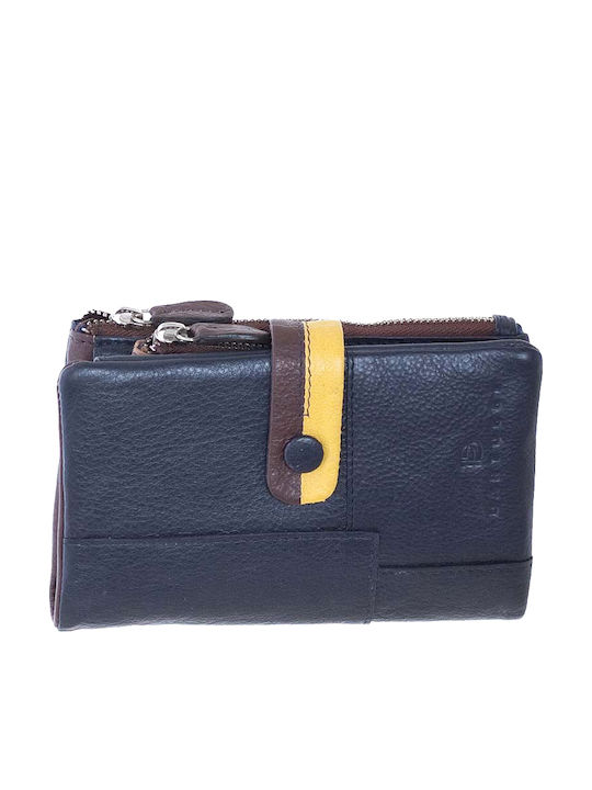 Large Leather Women's Wallet Classic Navy Blue