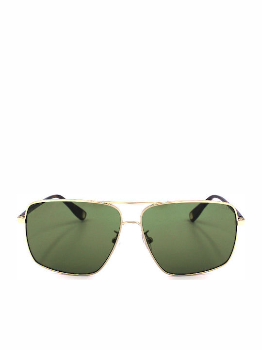 Bally Sunglasses with Gold Metal Frame and Green Lens BY2051A C01