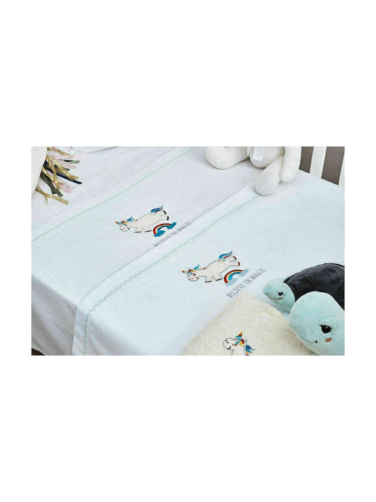 Cokitex Unicorn Baby Sheets Set Crib Cotton White 120x160cm 3pcs