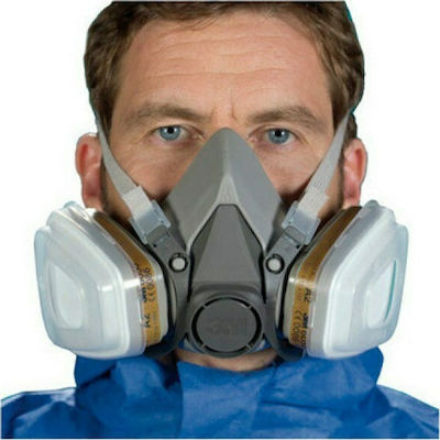 3M Mask Half Face με Φίλτρα ​6057 & προ Φίλτρα 5935 P3 6300 Gray