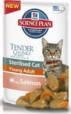 Hill's Science Plan Sterilised Cat Wet Food for Sterilised Adult Cats In Pouch with Salmon 12pcs 85gr