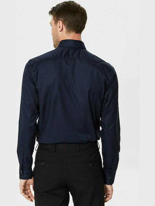 Selected Men's Shirt Long Sleeve Cotton Navy Blue