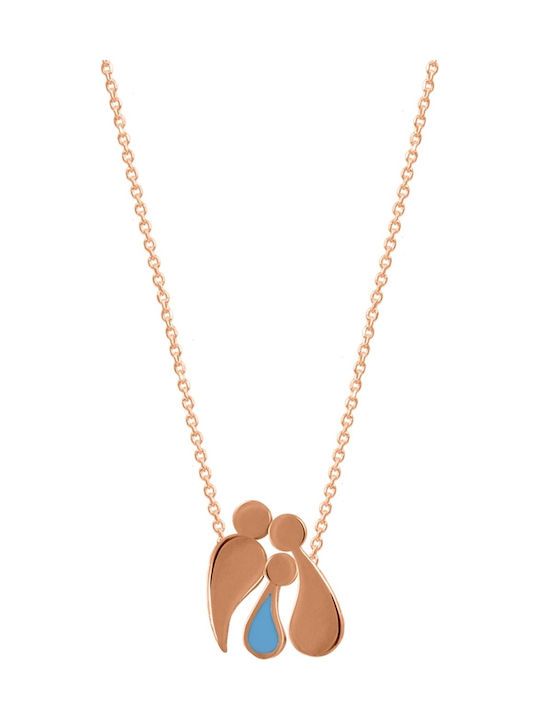 Rose Gold Plated Necklace Made of 925 Silver with Triple Family Pendant FD3MPSRG