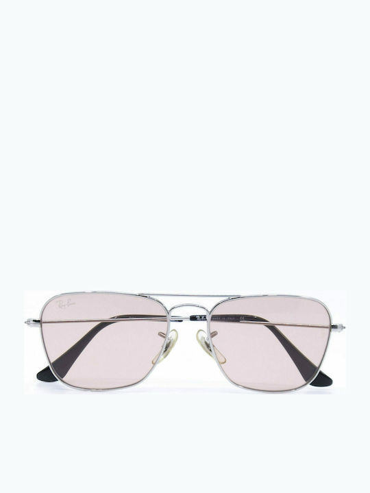 Ray Ban Caravan Men's Sunglasses with Silver Metal Frame and Pink Lens RB3136 003/50