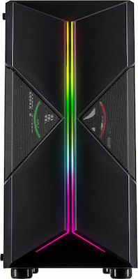 Inter-Tech IT-3306 Cavy Gaming Full Tower Computer Case with Window Panel and RGB Lighting Black