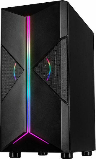 Inter-Tech IT-3306 Cavy Gaming Midi Tower Computer Case with Side Window and RGB Lighting Black