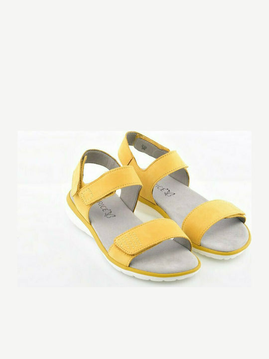 Caprice Leather Women's Flat Sandals Anatomic In Yellow Colour 9-28608-24 601