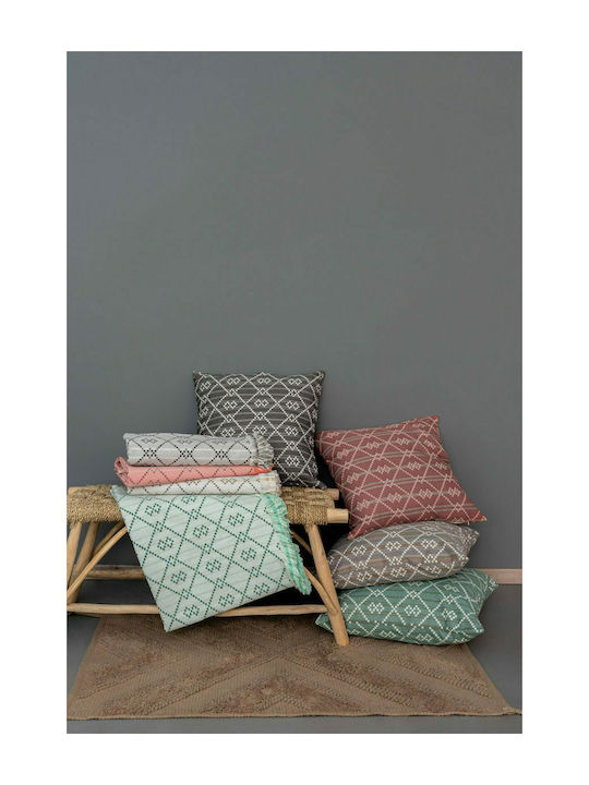 Palamaiki Tradi Armchair Throw Two Sides Chenille 180x180cm Coral