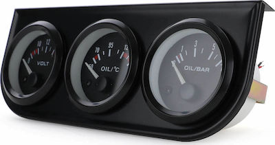 Carner Car Dashboard Voltmeter, Oil Temperature and Oil Pressure Triple Analog Instrument 52mm