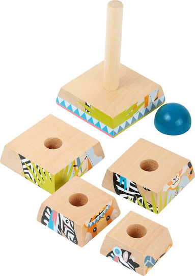 Small Foot Stacking Toy Sorting Tower Puzzle - Jungle made of Wood for 12++ Months
