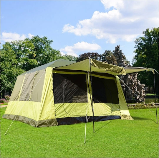 Outsunny Σκηνή Camping Κίτρινη 3 Εποχών για 8 Άτομα 410x310x225εκ.