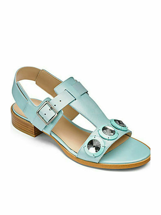 Clarks Bliss Melody Leather Women's Flat Sandals In Light Blue Colour