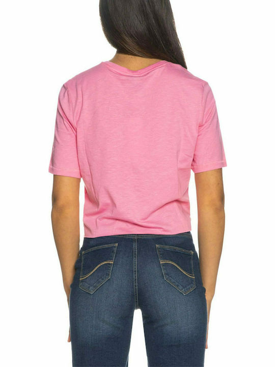 Only Women's Summer Crop Top Cotton Short Sleeve Pink