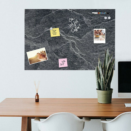 Navaris Black Stone Magnetic Hanging Dry Erase Board 90x60cm