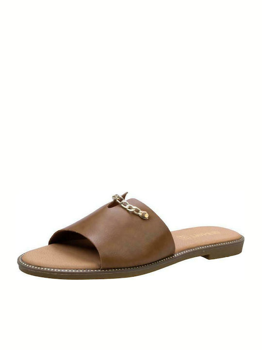 B-Soft Women's Flat Sandals in Tabac Brown Color