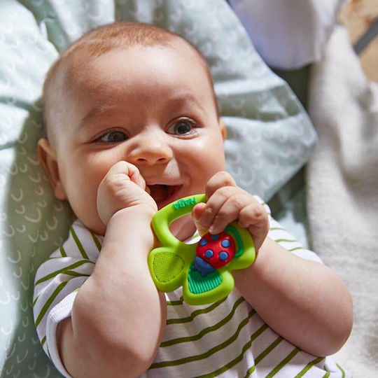 Haba Ladybug Teething Rattle for Teething Relief from Silicone for 0 Months+