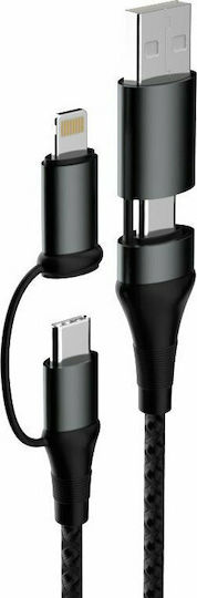 Dudao Geflochten USB zu Blitzschlag / Typ-C,TC-TC Kabel 2.4A Schwarz 1m (L20xs)
