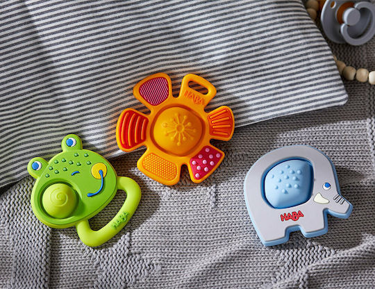 Haba Elephant Teething Rattle for Teething Relief from Plastic for 0 Months+