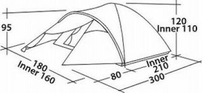 Easy Camp Quasar 300 Σκηνή Camping Igloo Χακί με Διπλό Πανί 3 Εποχών για 3 Άτομα 300x200x95εκ.