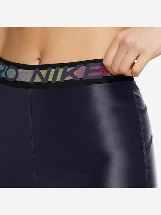 Pro Dri-fit Women's Training Legging Shorts Shiny & High Waisted Dri-Fit Purple