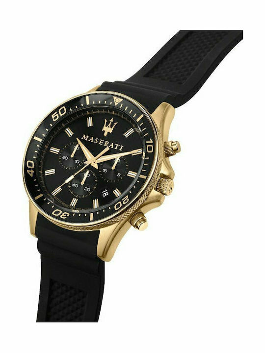 Maserati Sfida Men's Watch 44mm Chronograph Battery with Black Rubber Strap