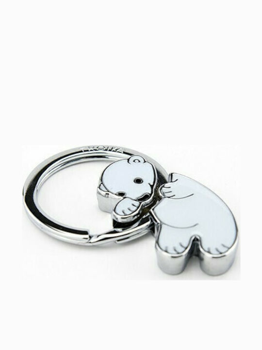 Troika Metallic White Keychain