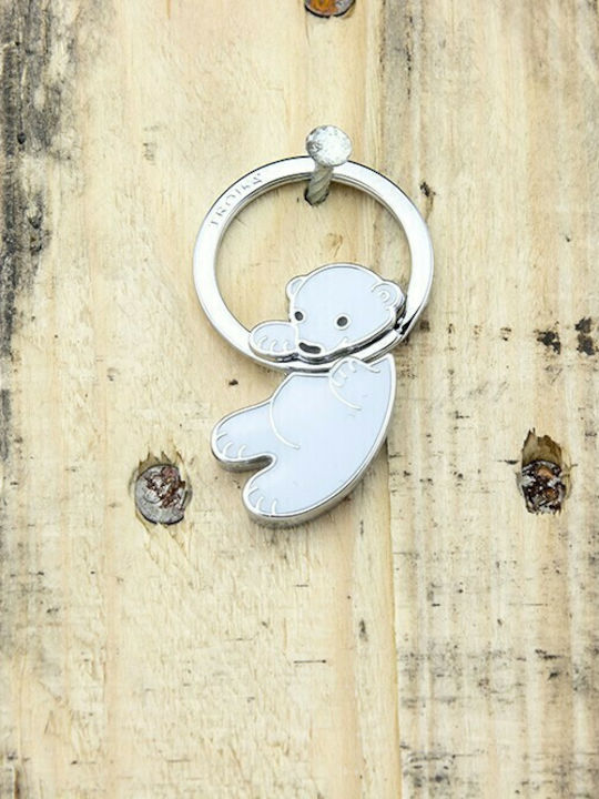 Troika Metallic White Keychain