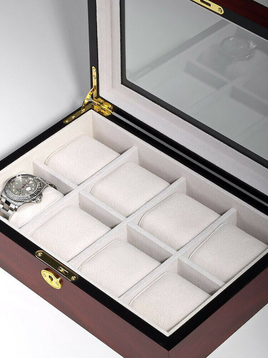 Rothenschild Wooden Case with transparent lid for 8 watches in Brown color RS-2105-8C