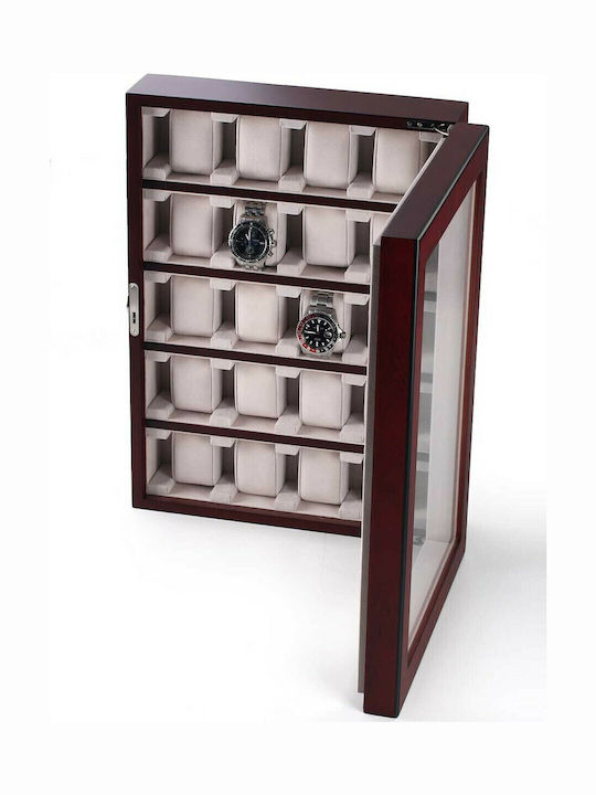 Rothenschild Wooden Case RS-1100-20BU with transparent lid for 20 watches in Brown color