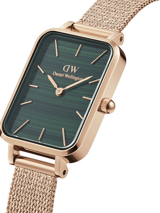 Daniel Wellington Quadro Pressed Melrose Γυναικείο Ρολόι 26mm Μπαταρίας με Ροζ Χρυσό Μεταλλικό Μπρασελέ
