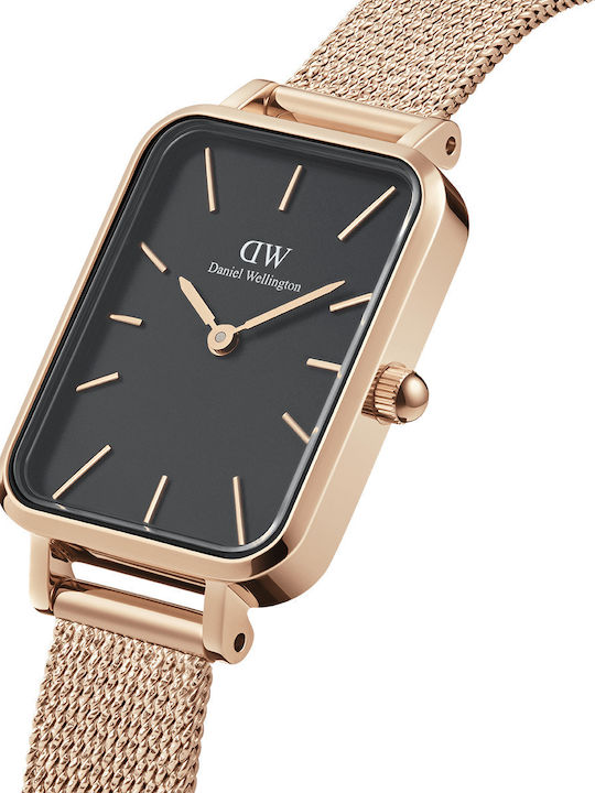 Daniel Wellington Quadro Pressed Melrose Γυναικείο Ρολόι 26mm Μπαταρίας με Ροζ Χρυσό Μεταλλικό Μπρασελέ