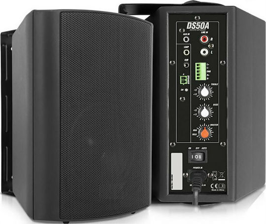 Power Dynamics DS50AB Αυτοενισχυόμενα Επιτοίχια Ηχεία 50W με Bluetooth (Ζεύγος) 17x25x20εκ. Μαύρα