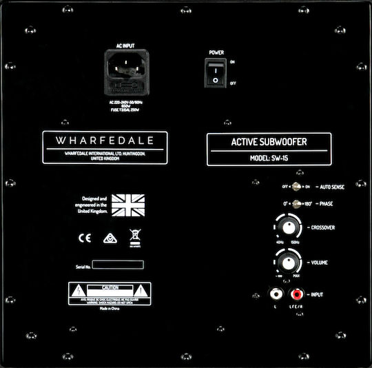 Wharfedale SW-15 S019.31730 Kabellos Aktiv Subwoofer mit Lautsprecher 15" 400W Schwarz Schwarz