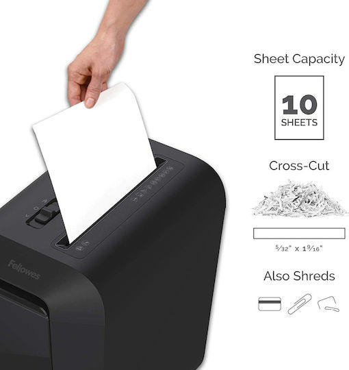 Fellowes Καταστροφέας Εγγράφων LX 65 Cross Cut 10 Φύλλων με Κάδο 22lt
