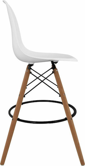 Hocker Bar mit Rückenlehne aus Polypropylen Renata White 4Stück 58x56x107cm